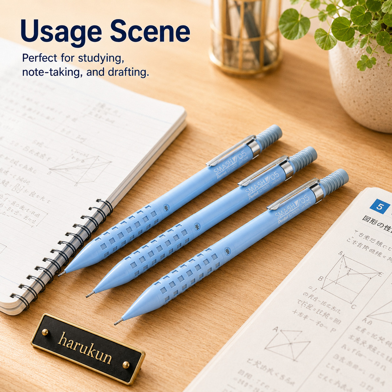Pentel Smash Q1005-20A Serenity Blue 0.5mm Mechanical Pencil 3pcs Set