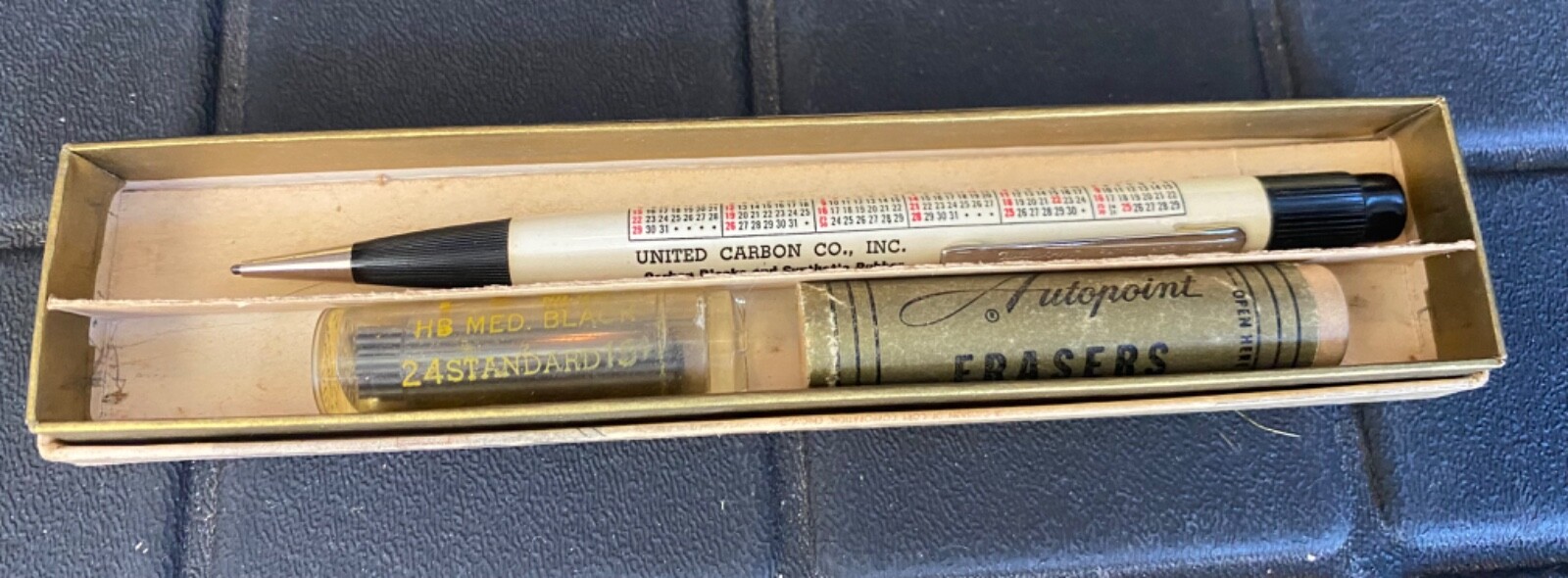 Vintage Mechanical Pencil 1956 United Carbon Corp w/Erasers & Lead