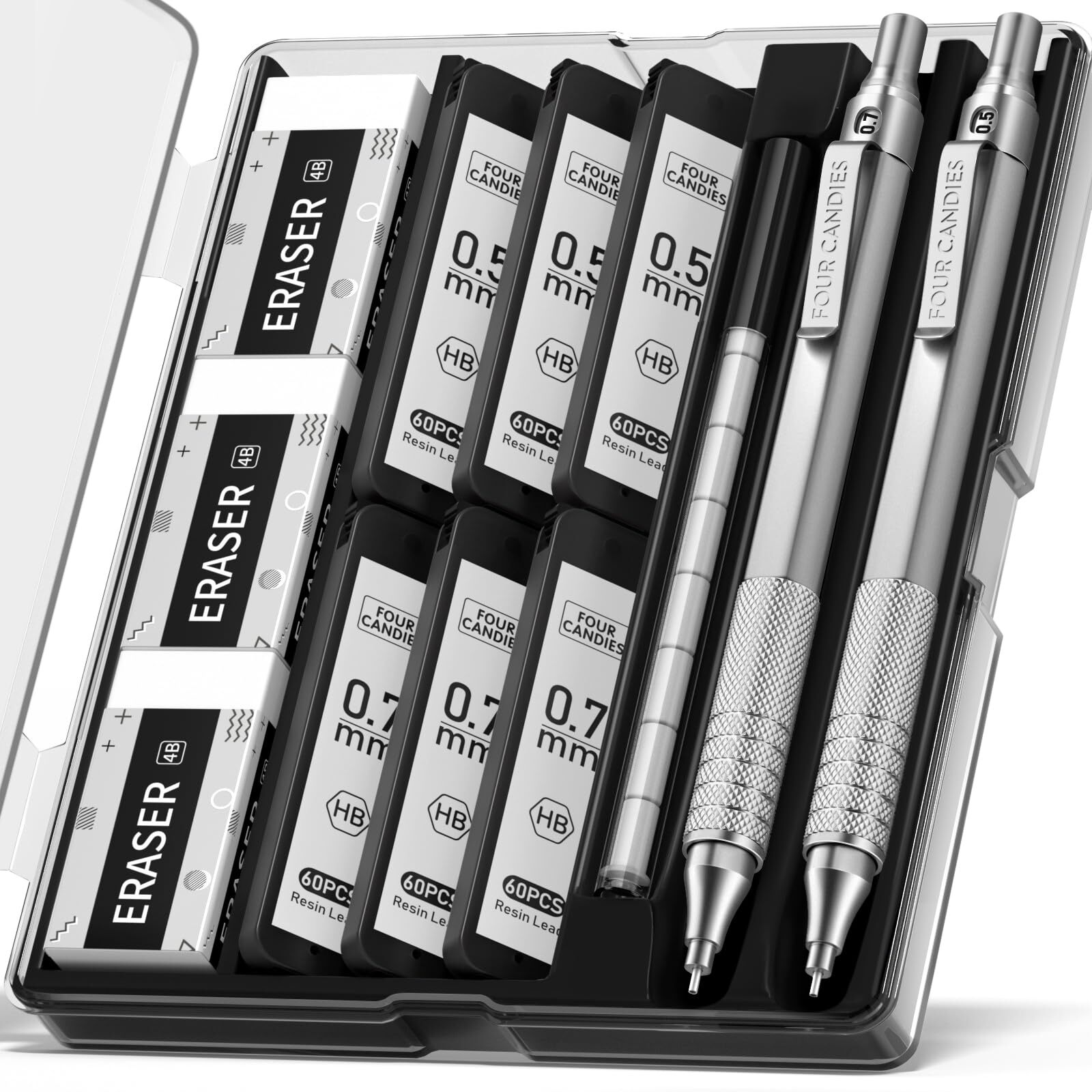 2PCS Metal Mechanical Pencils Set with Case 0.5mm & 0.7 mm Artist Pencil with…
