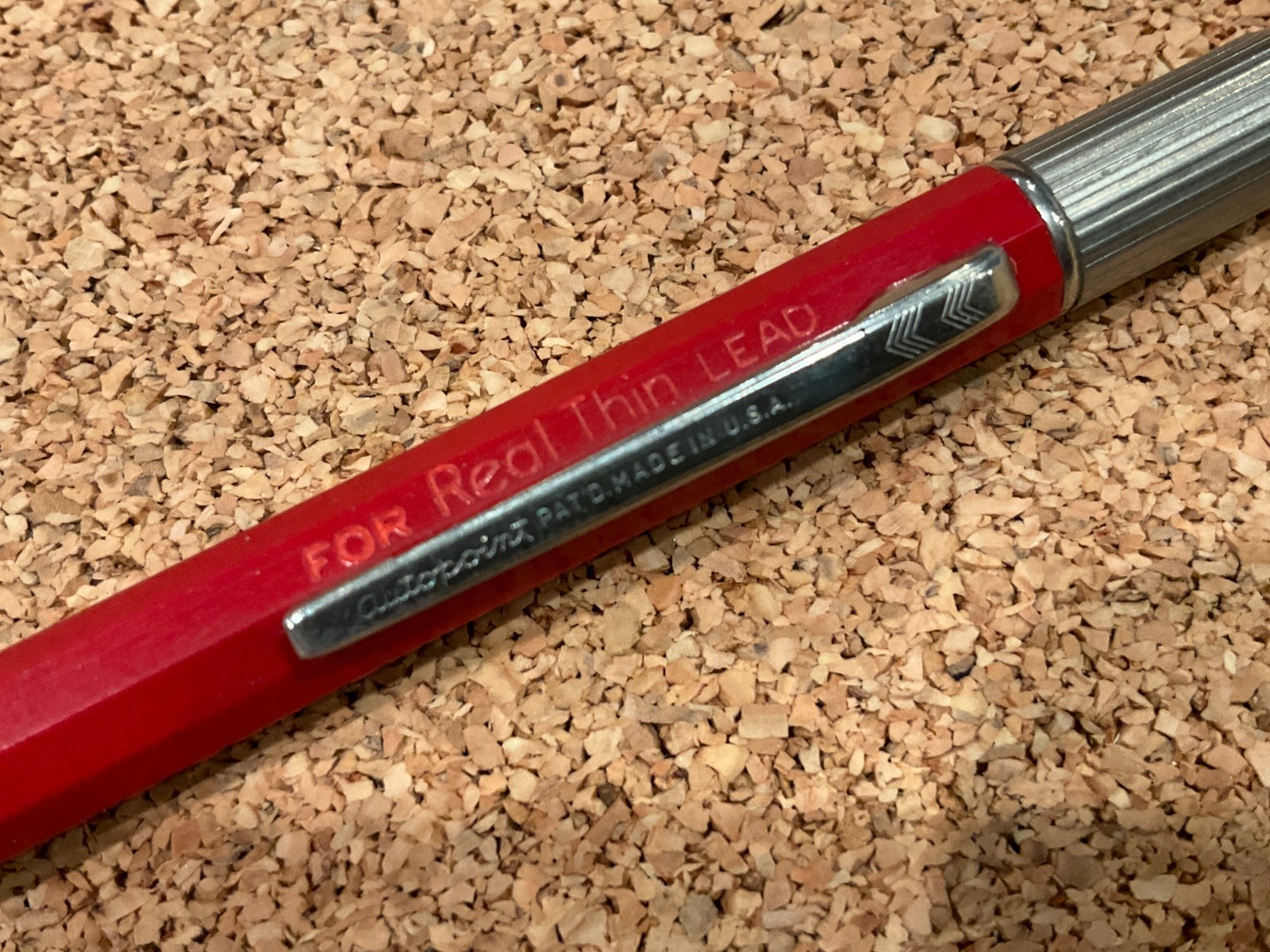 Vintage Autopoint For Real Thin Lead Mechanical Pencil Red funeral Home