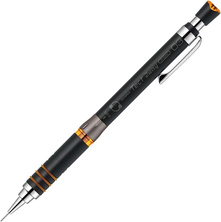 Zebra Mechanical Pencil Tect Two Way 0.3mm Black Orange MAS41-23-BKO