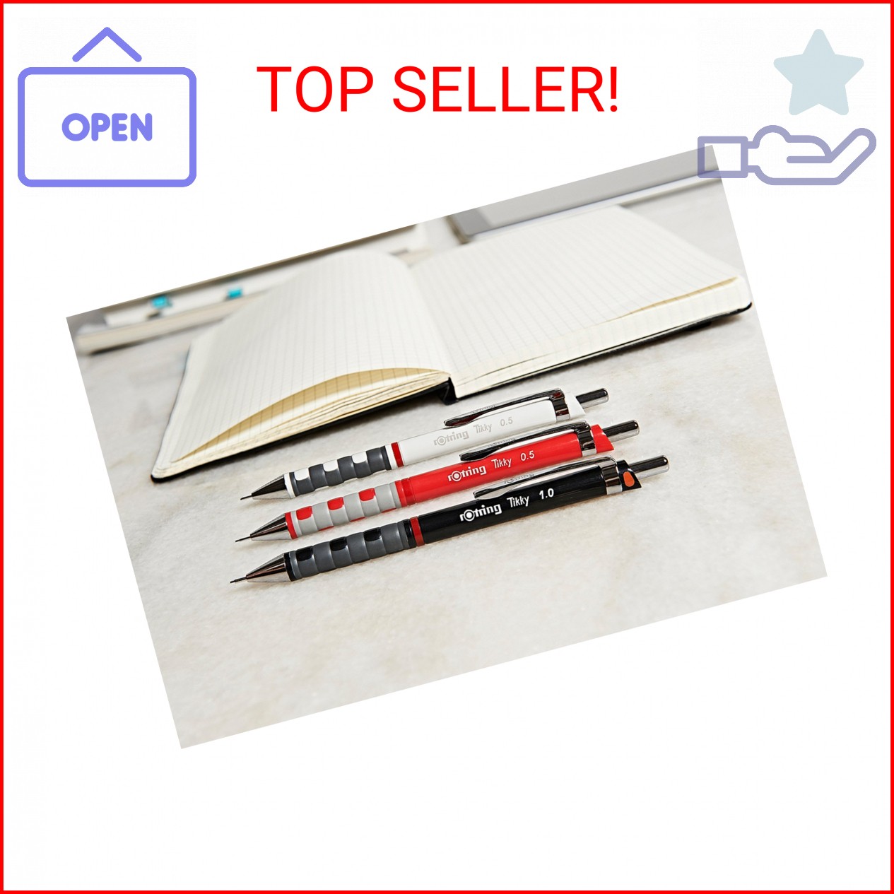 Rotring Tikky Mechanical Pencil, 0.5 mm, Burgundy, Single (1904691)
