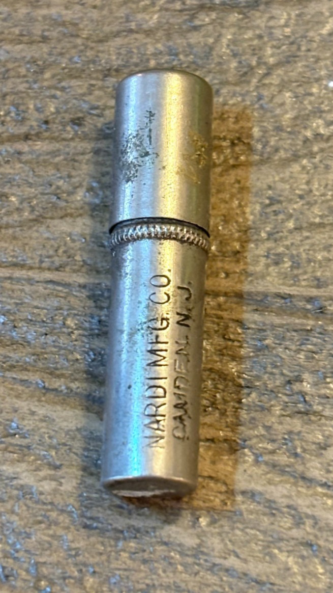 Vintage Nardi MFG CO Silver Metal Tube Tin For Pencil Leads with 5 Pieces Inside