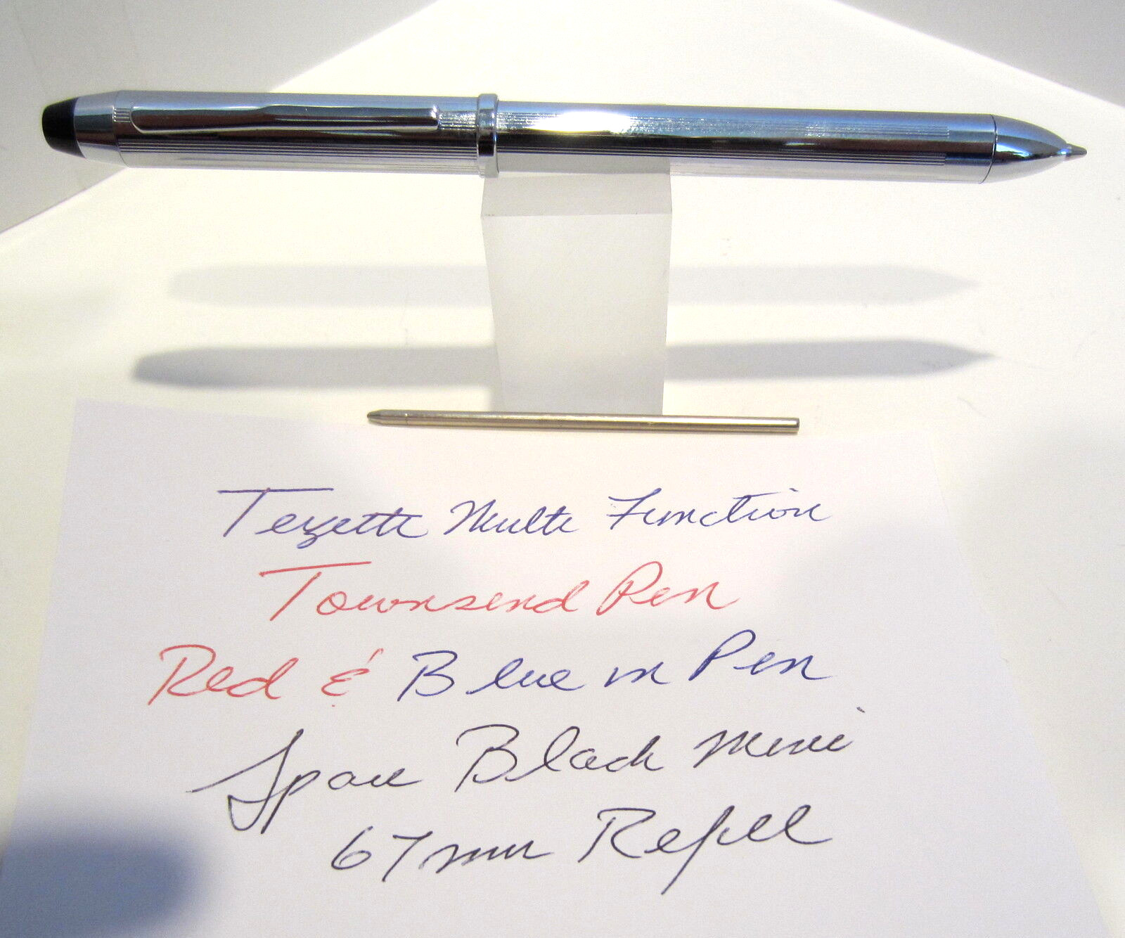 TERZETTI Townsend Multi Tip Ballpoint Pen- Chrome- Blue, Black and Red inserts