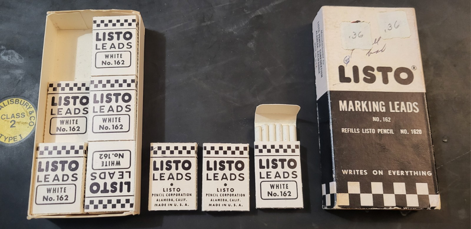 Vintage Listo Marking Leads No 162 White 12 Boxes w/6 Leads each, 72 Total NOS