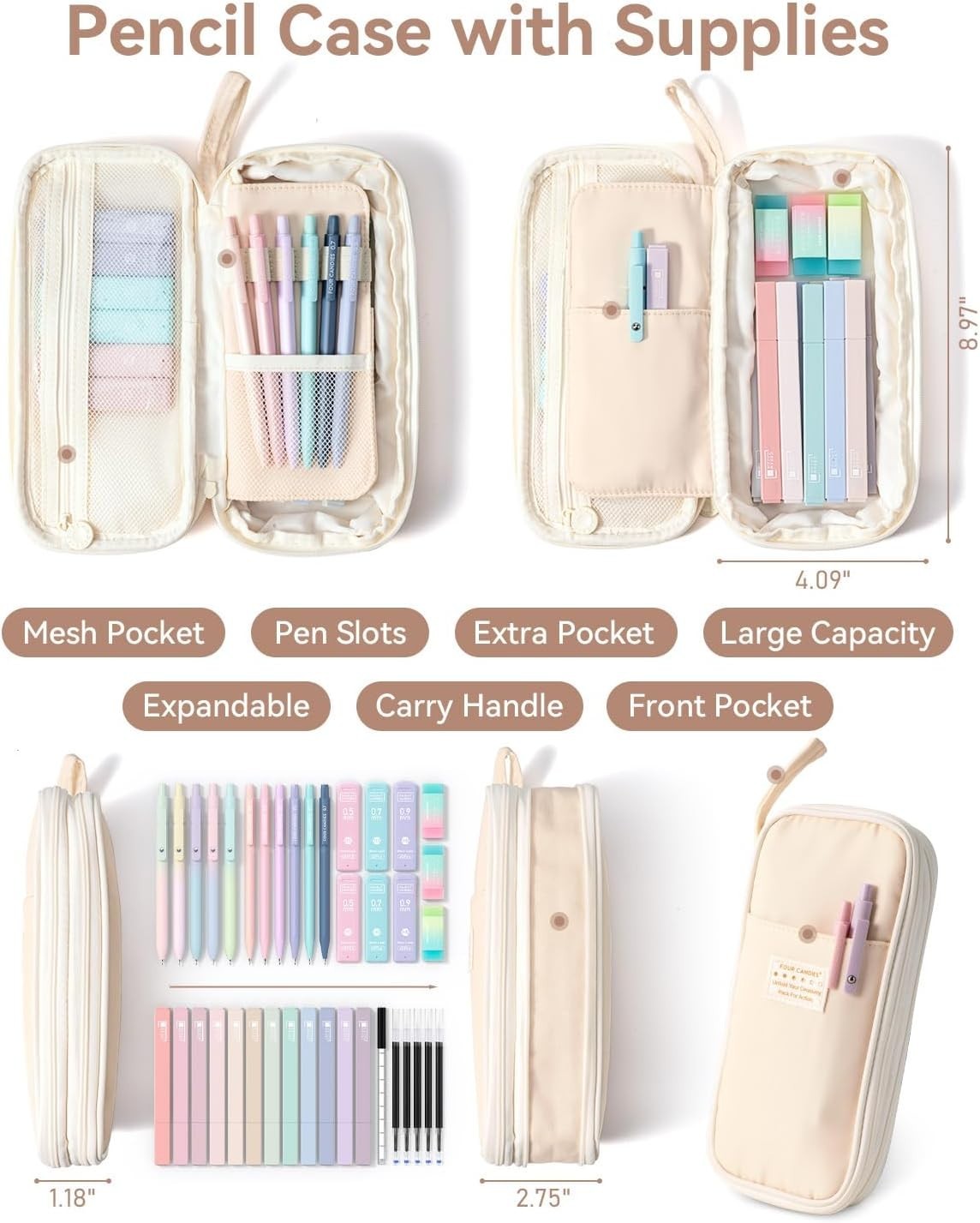 39 PCS Aesthetic School Supplies with Cute Pen Case, 12 Pastel Highlighters, …