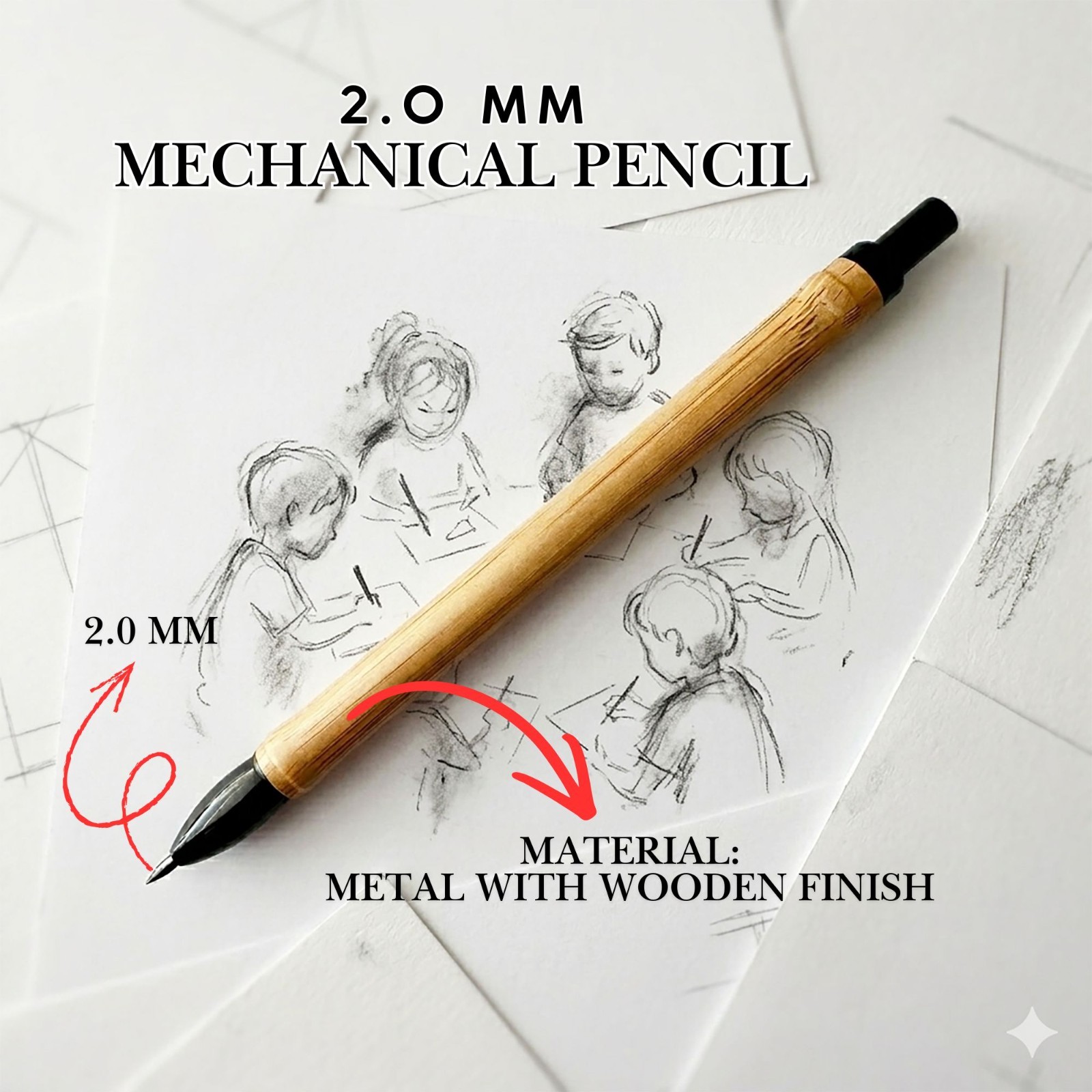 2.0 mm Mechanical Pencil Metal Brass-Wooden Finish High Quality Unique Design