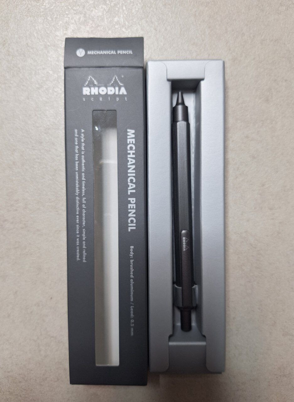RHODIA Script Mechanical Pencil 0.5mm Silver hexagonal aluminum body Rodia shaft