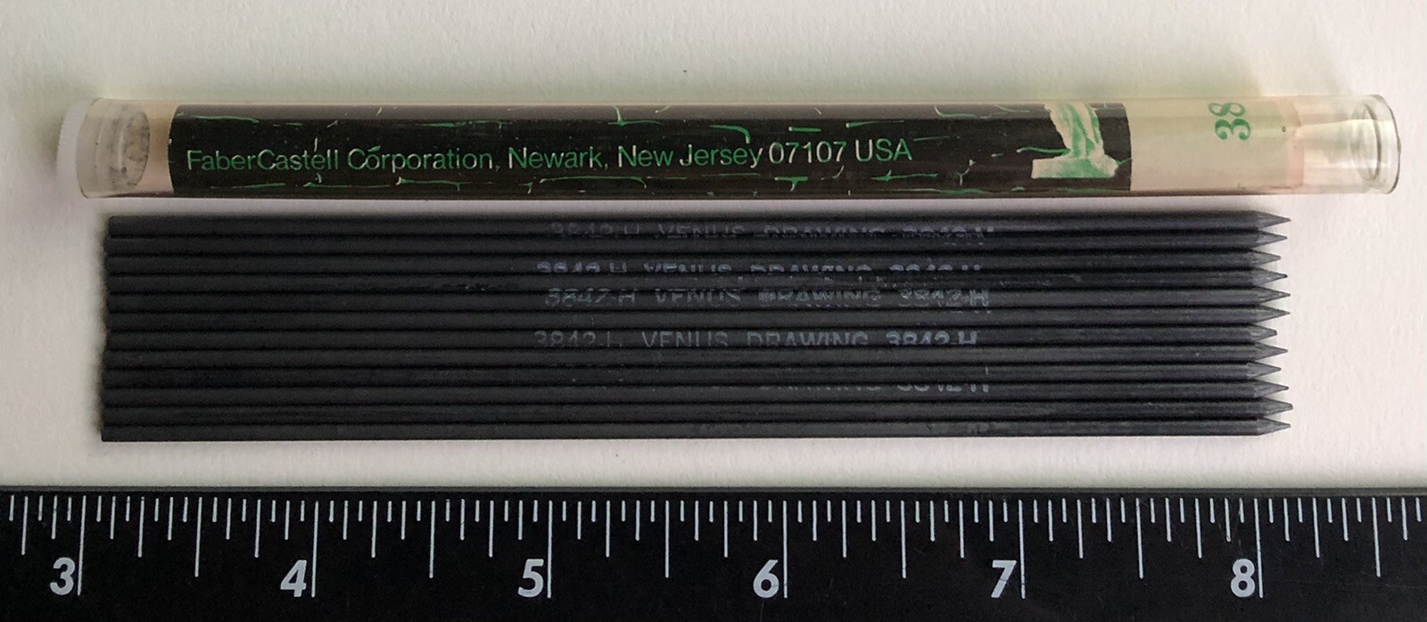 Vintage Faber Castell VENUS 3842 Drawing 2mm H Leads NOS Tube Of 12 NJ USA