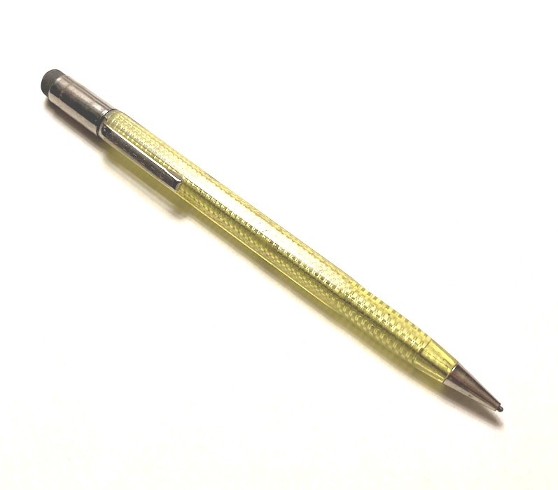 Scripto Vintage Mechanical Twist Pencil Yellow with Eraser Top and Pocket Clip