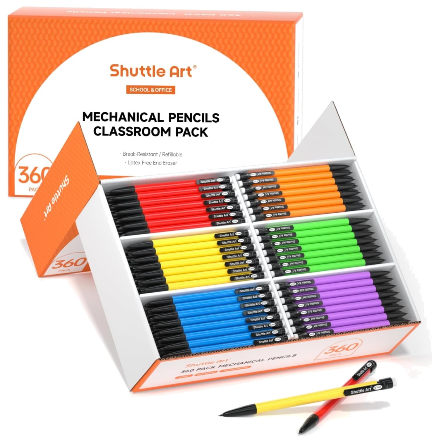 Medium Point Mechanical Pencils – 360 Pack, Assorted Barrels