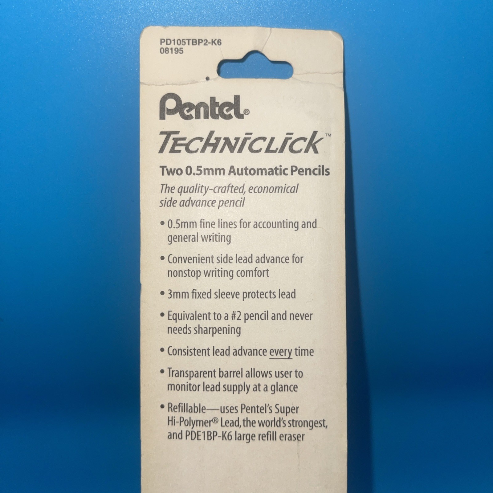 Pentel PD105TBP2-K6 08195 Techniclic Mechanical Pencil Side click 0.5mm Green