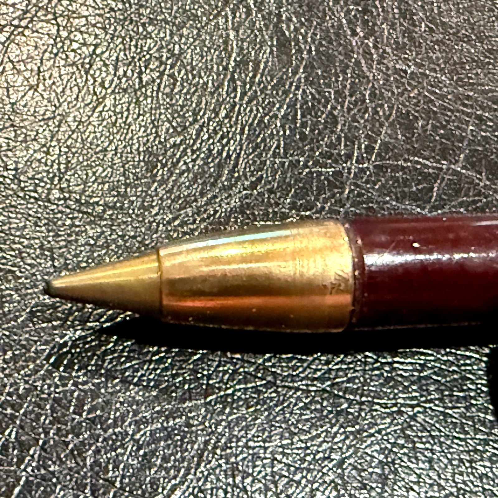 Vintage MCM Norman Mechanical Pencil Burgundy Plastic Gold Tone Office Retro USA