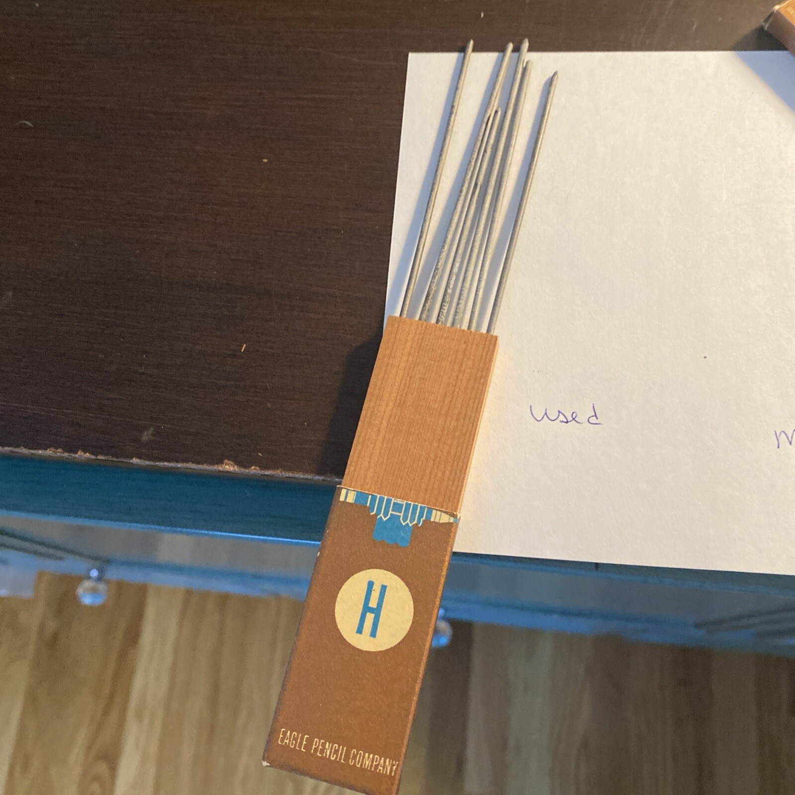 VTG EAGLE Turquoise Drawing Drafting Leads #2375 USA Lot of 3 Woodboxes H 2H 3H