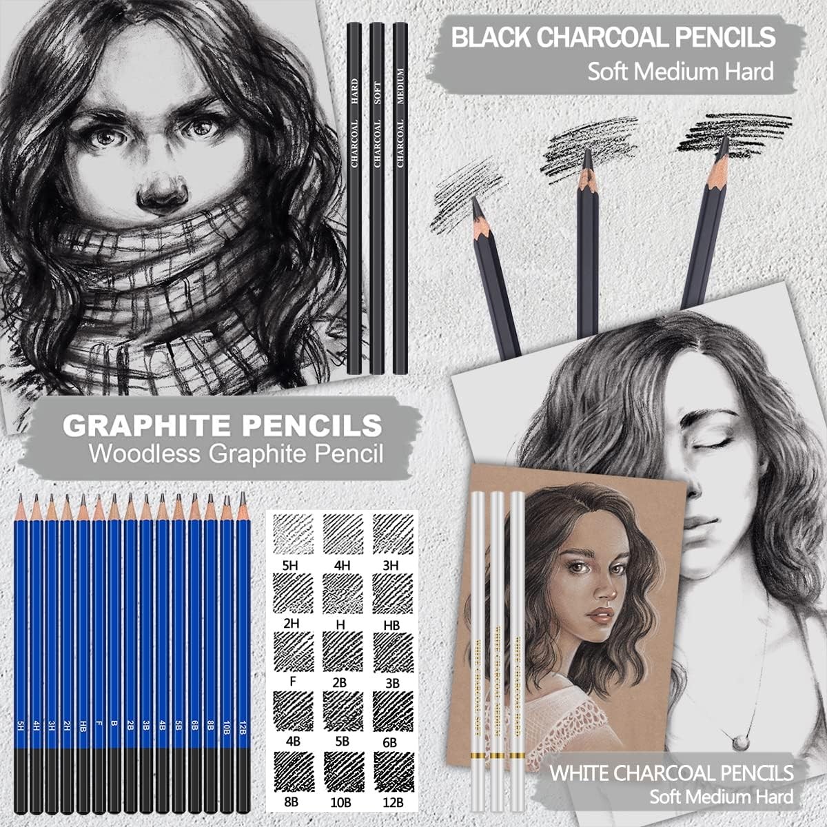PANDAFLY 80 Pack Drawing Set Sketching 80 Piece Set, 80 – multicolour