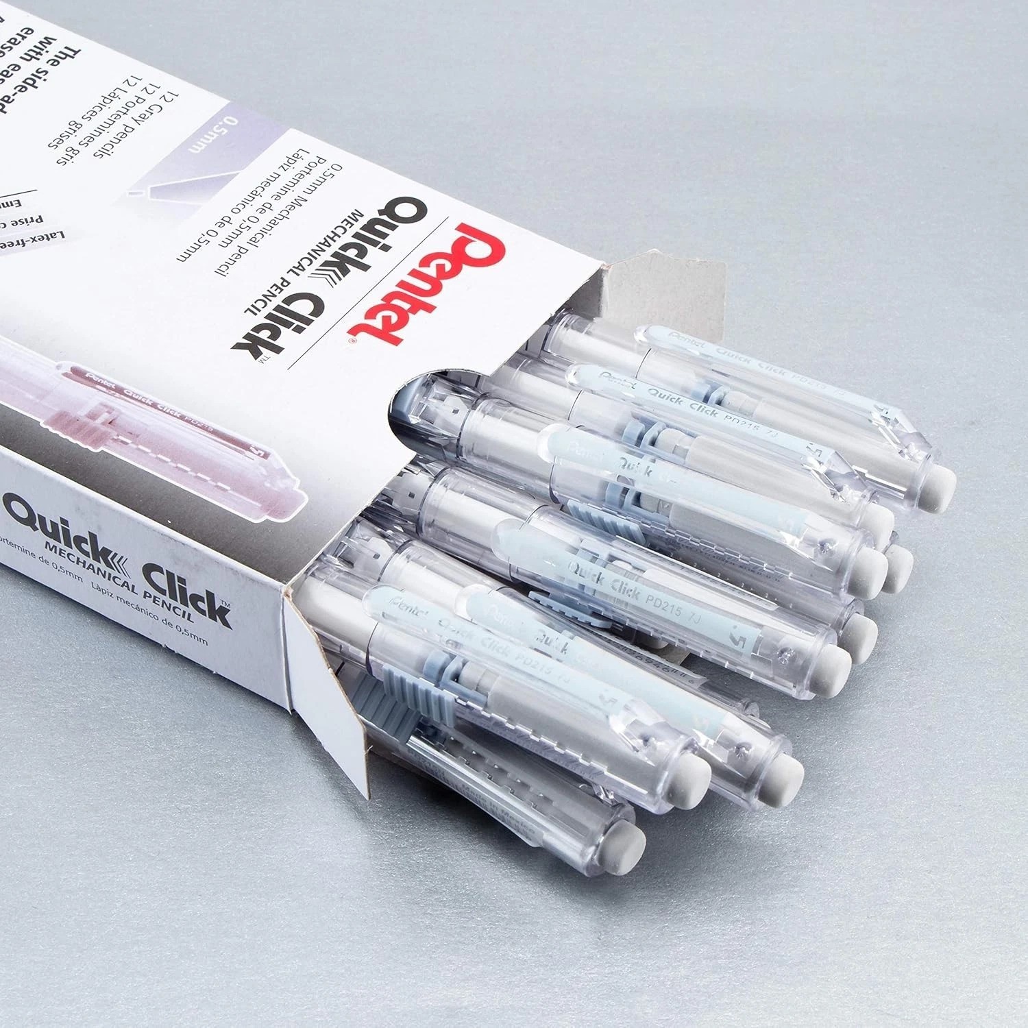 Quick Click 0.5mm Mechanical Pencil Set – Box of 12 with Erasable Features