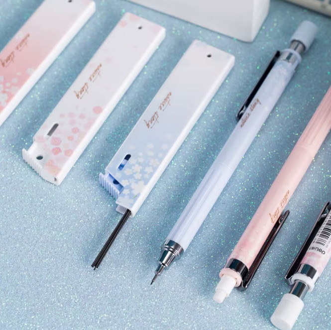 DELI Mechanical Pencil Set With HB Lead Replacement Retractable Refill Students