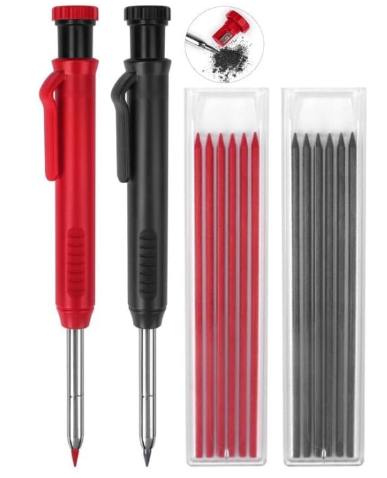 2 Pack Carpenter Pencils Mechanical Pencils with 12 Refills, Construction Pencil
