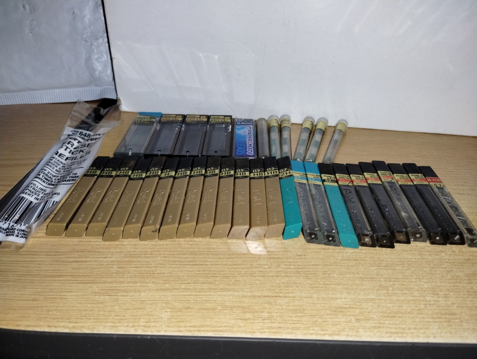 Big Large Lot of 36 Mechanical Pencil Lead & Eraser Refills Pentel Paper Mate