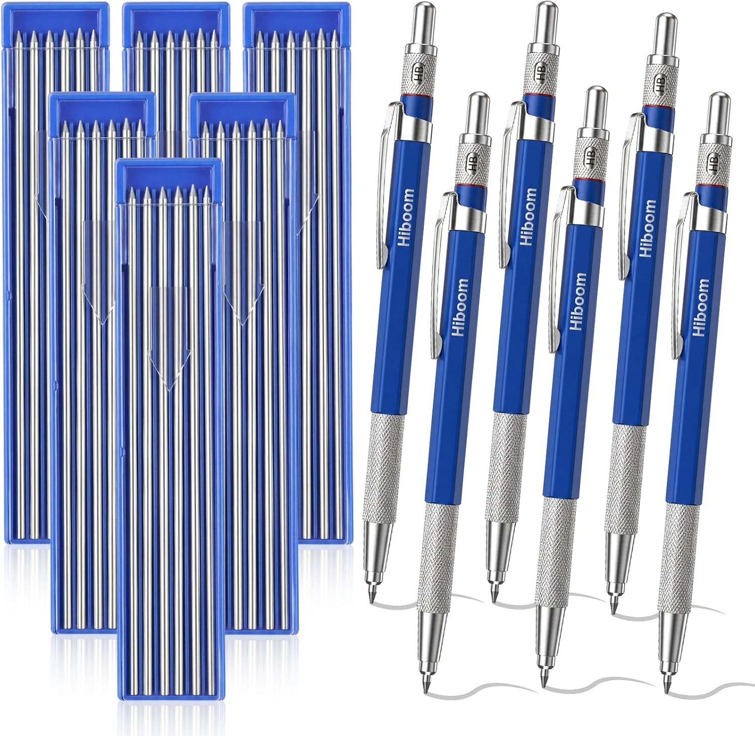 6 Pcs Welders Pencil with 72 Silver round Refills, 2 Mm round Lead Mechanical Me