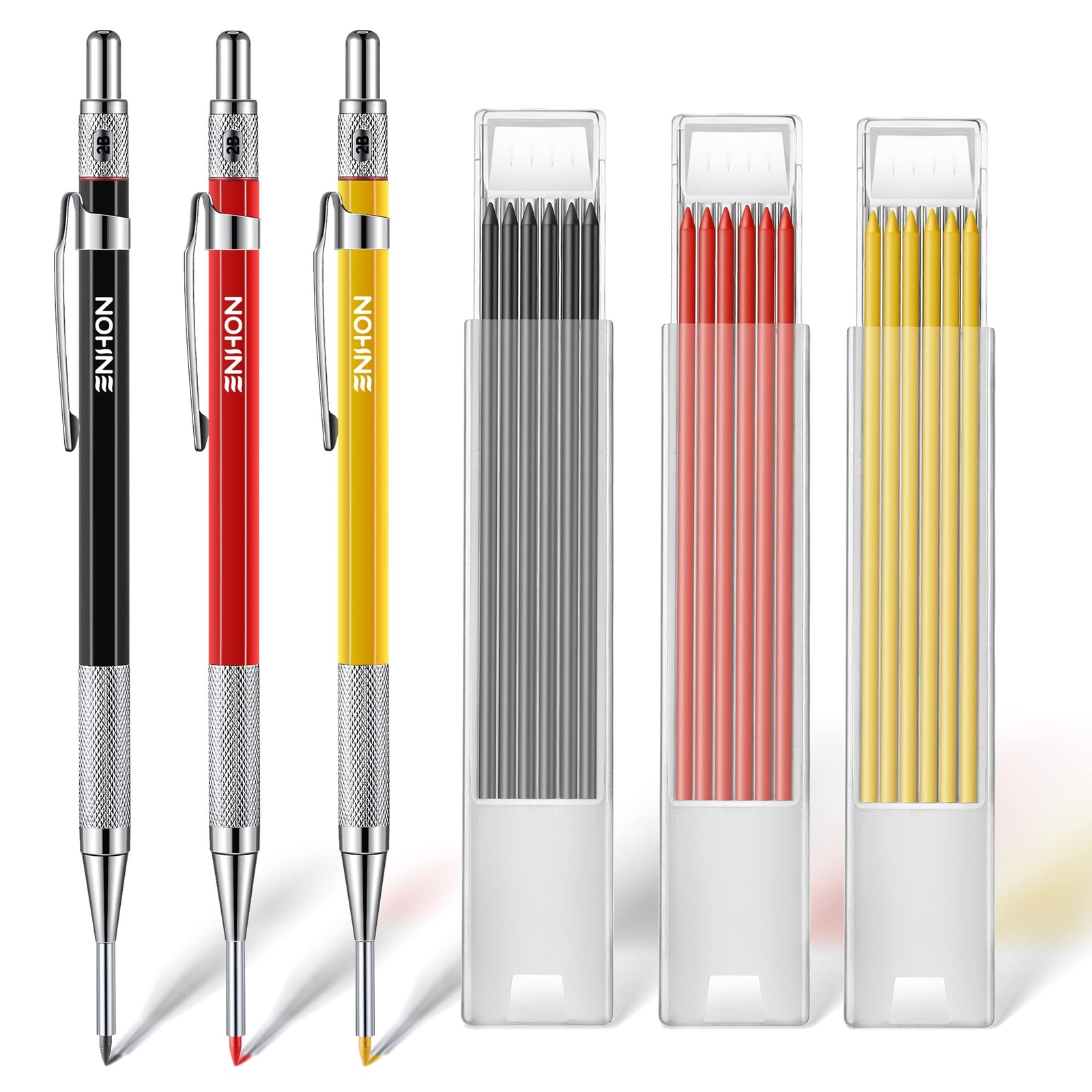 Enhon Mechanical Carpenter Pencils with 36 2mm Refills, Upgrade Carpenter Pen…
