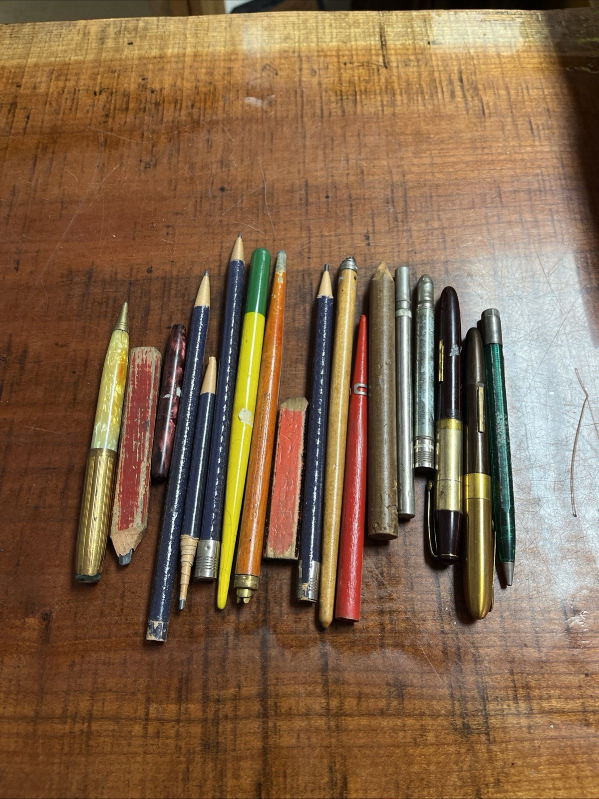 Lot Of (19) Vintage Mechanical Pencils, Fountain Pens, And Pencils