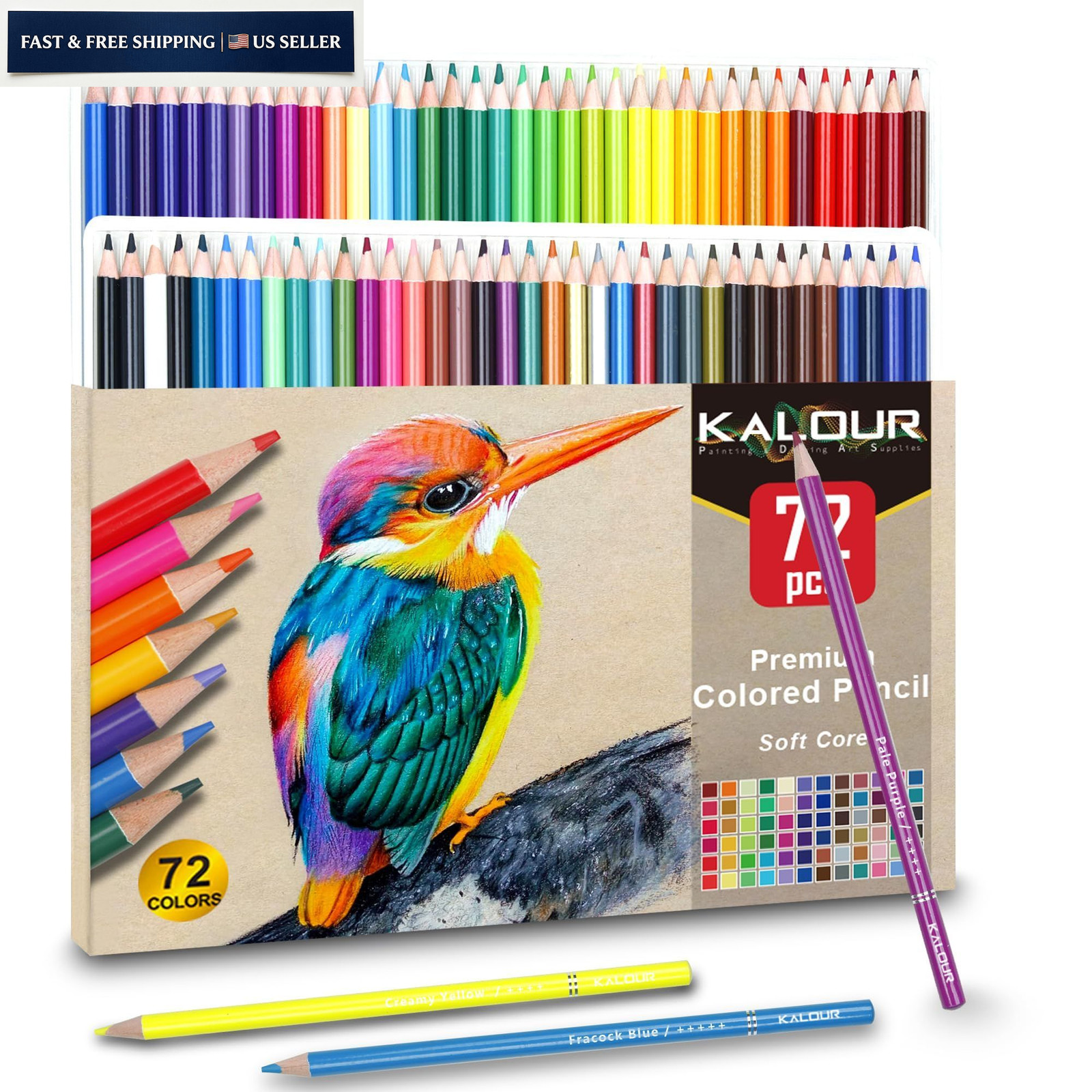 KALOUR 72 Count Colored Pencils for Adult 1 (Pack of 72), Multicolor