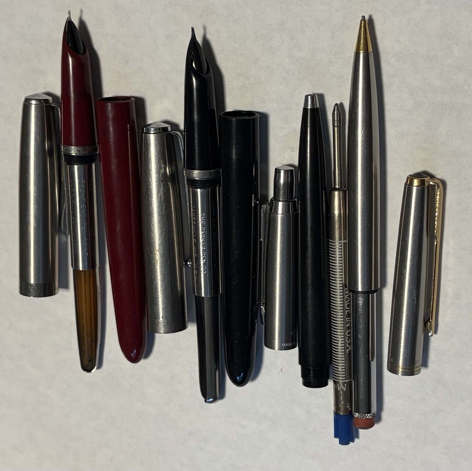 VINTAGE PARKER 4 PC LOT 2 X 21 FOUNTAIN PEN JOTTER MECHANICAL PENCIL