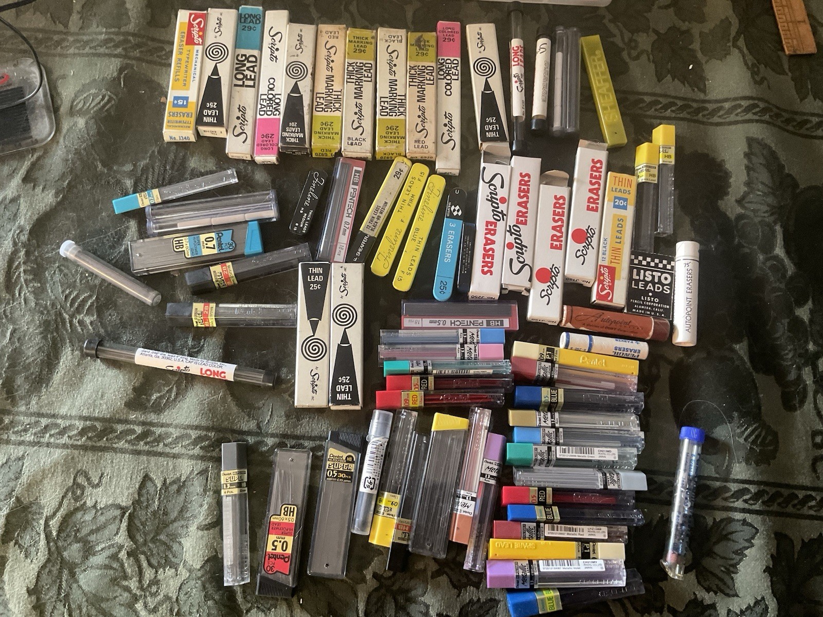 Vintage huge lot mechanical pencil leads & erasers Scripto PENTEL
