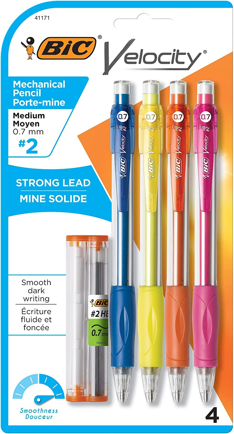 Velocity Mechanical Pencils, with Colorful Barrel, Medium Point (0.7 Mm), School