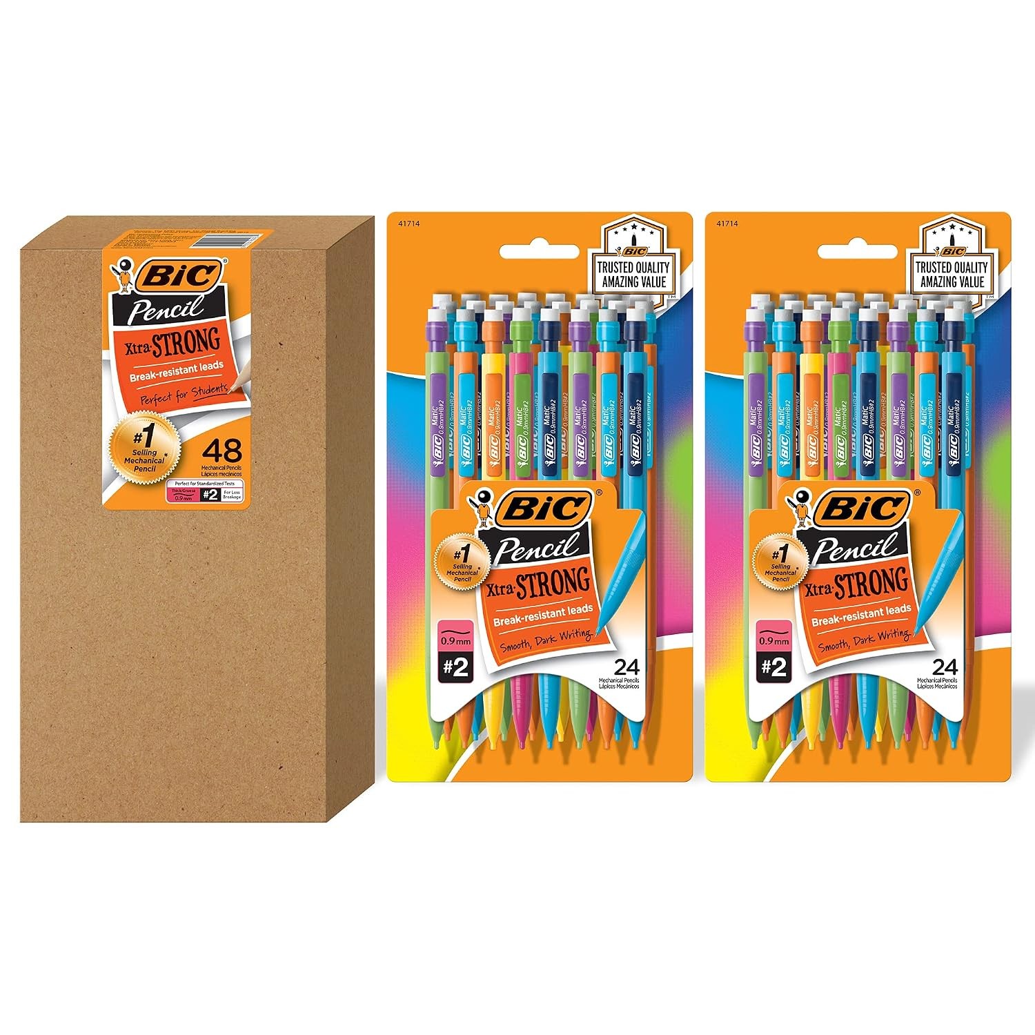 BIC Xtra-Strong 0.9mm Thick Point Mechanical Pencil Colorful Barrel 24 Count
