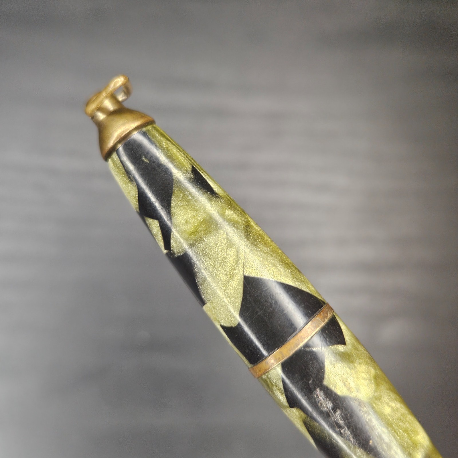 Vintage Sheaffer Balance Green Marble Celluloid Gold Trim Pencil 1930s Mini