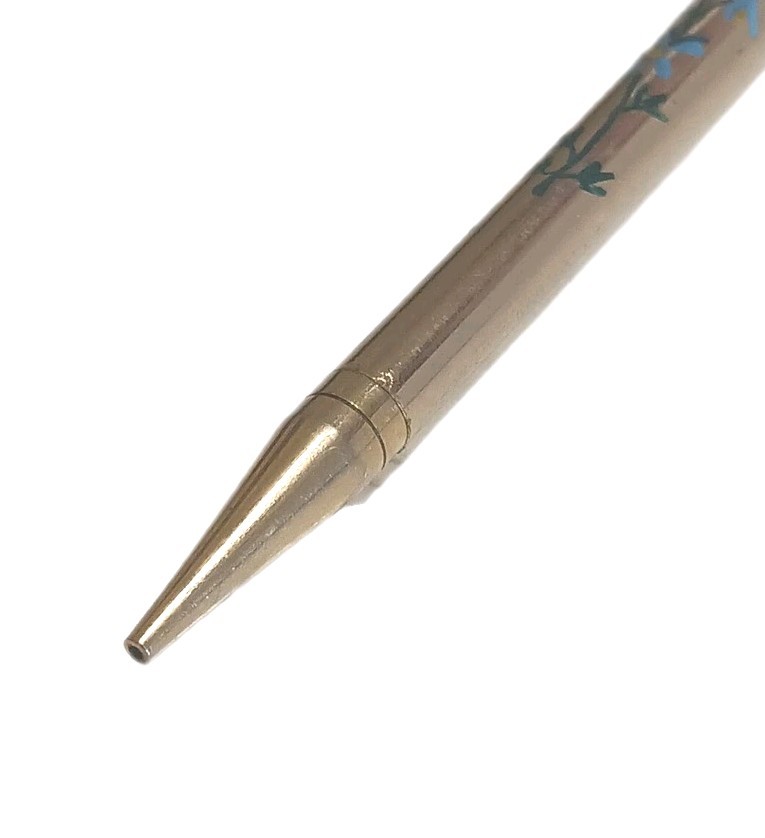Vtg Pencil Glass Ruby Birthstone Mechanical 3¾” Hand Painted Floral by Mascot