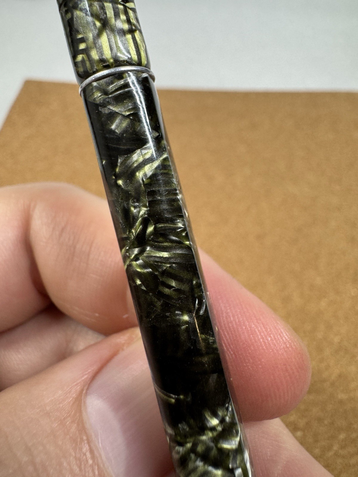 Antique Eversharp 4 Square Green Pattern Celluloid Mechanical Pencil Chrome Trim