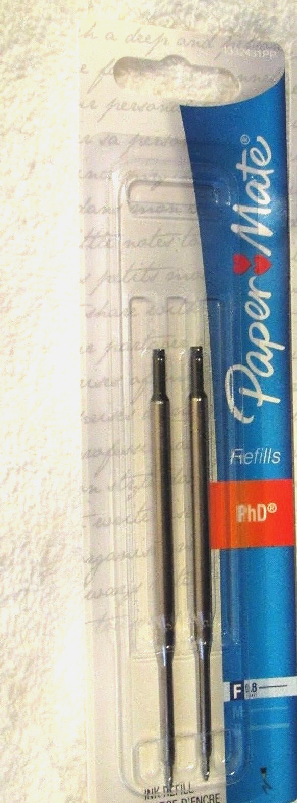 New Old Stock PaperMate Ballpoint pen Refill Carded 2 Pk Back Fine Point