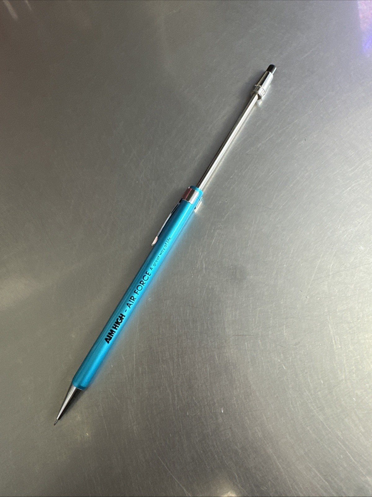 Vintage Autopoint Pencil Pointer Aim High Air Force Logo Blue New Original Box