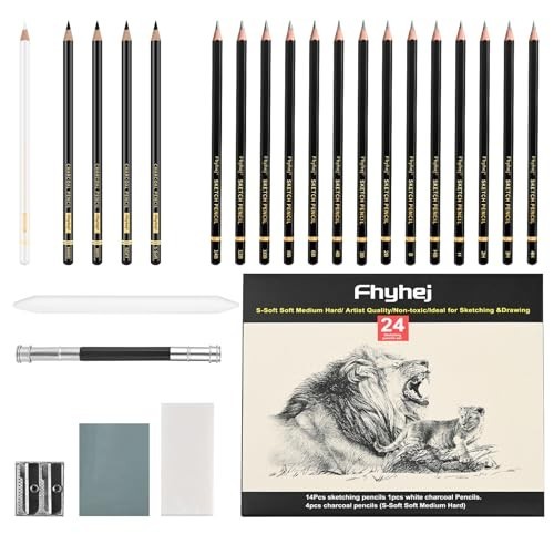 Drawing Pencil Set 24 Pieces Graphite Sketching Pencils for Artists Black