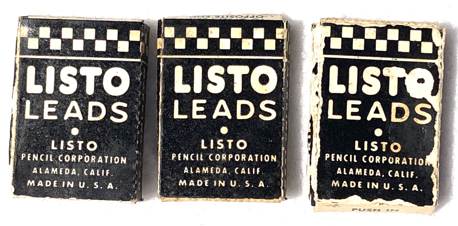 Vintage Set of 3 Listo Marking Pencil Large Size Leads Black No. 162