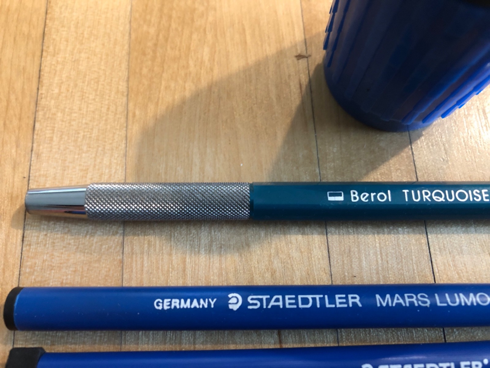 Berol Turquoise 10C Mechanical Pencil Black Button Lead Holder with Sharpener