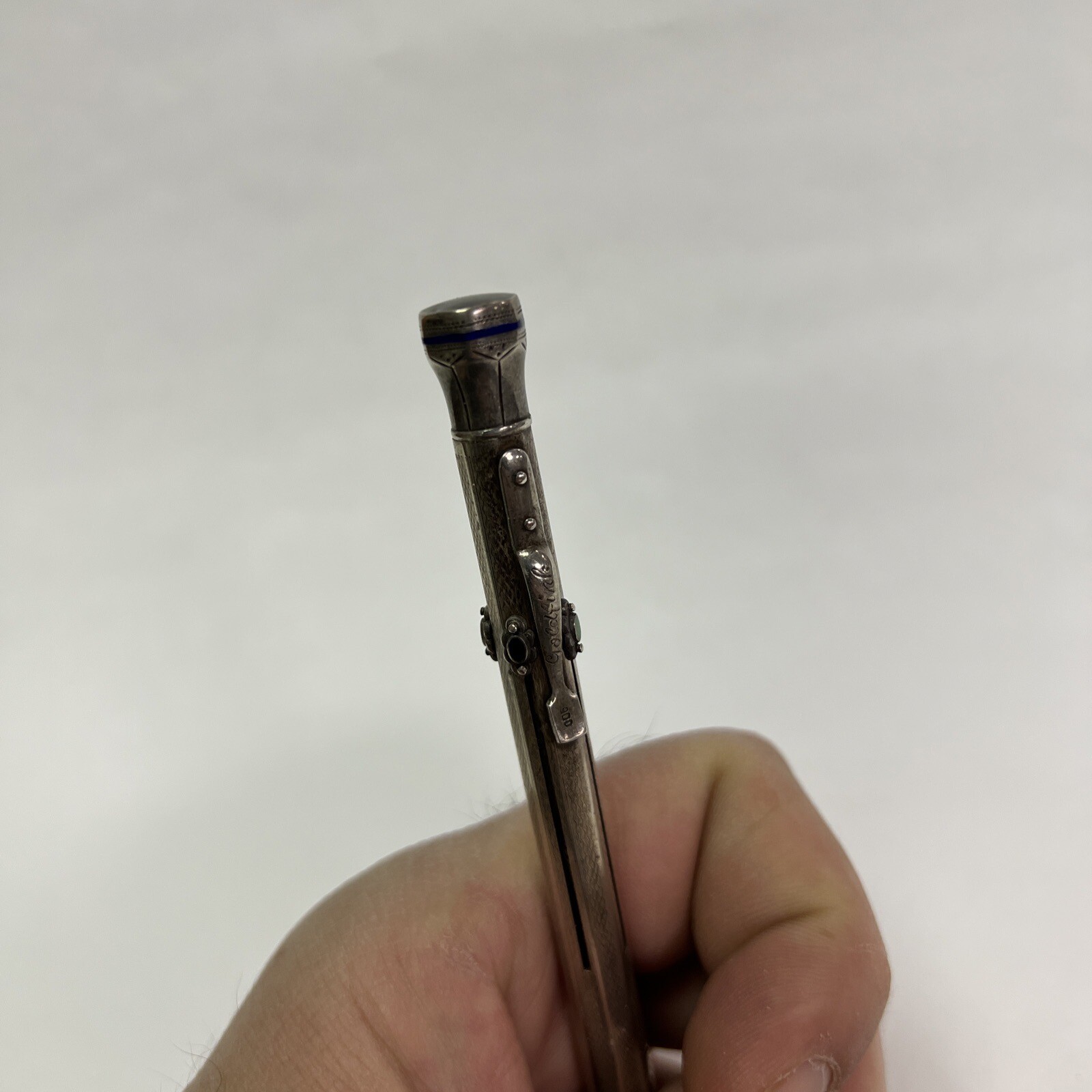 VINTAGE GOLDFINK MECHANICAL 4 COLOR PENCIL 900 SOLID SILVER AND ENAMEL