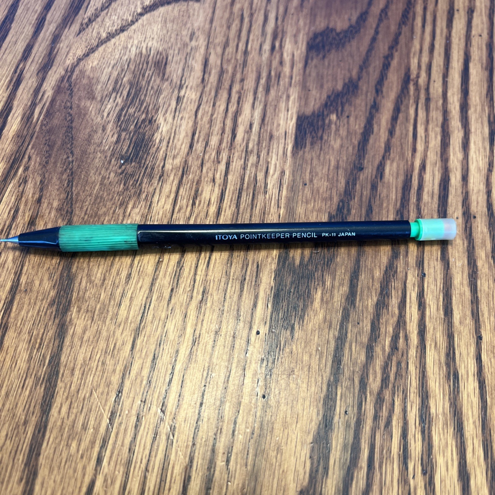 1 Vintage ITOYA Pointkeeper Pencil PK-11 JAPAN Green w/ Eraser & Cap Used