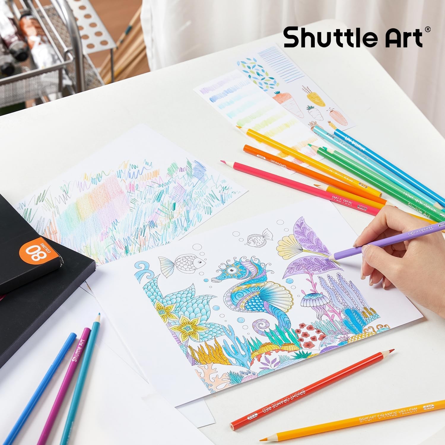 Shuttle Art 80 Colored Pencils, 1 Count (Pack of 80), 80 Colors