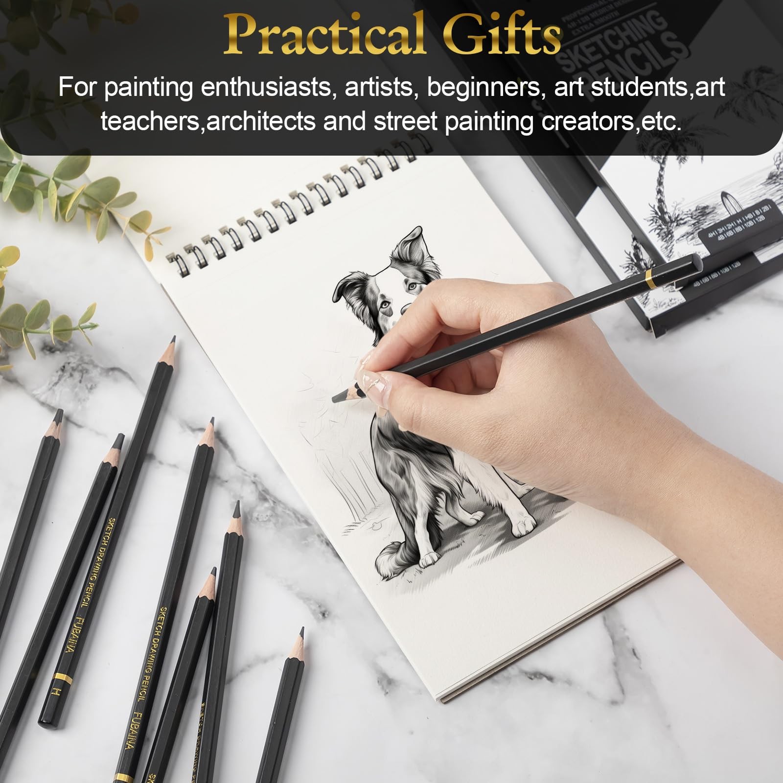 Humyoun 144 Pcs Drawing Sketching Pencil Set Professional (12b – 4h) black