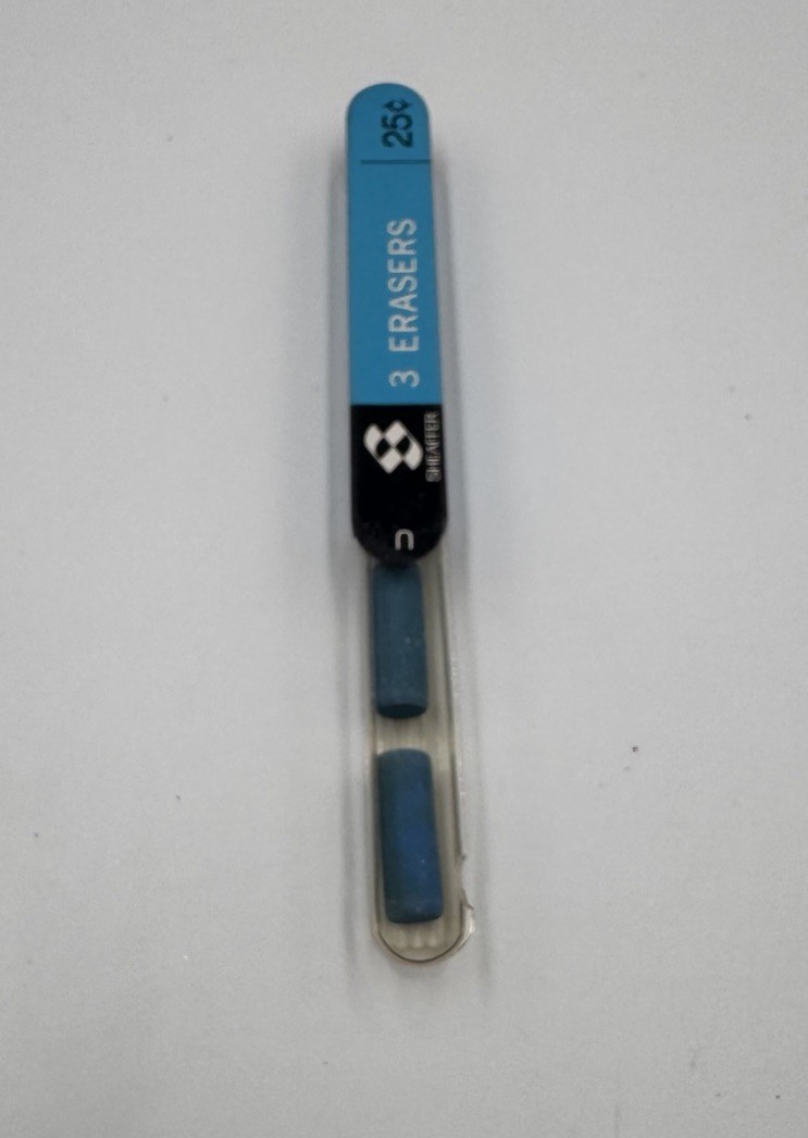 VTG Sheaffer Mechanical Pencil Ribbed Chrome White Dot W/Erasers & Lead Refills