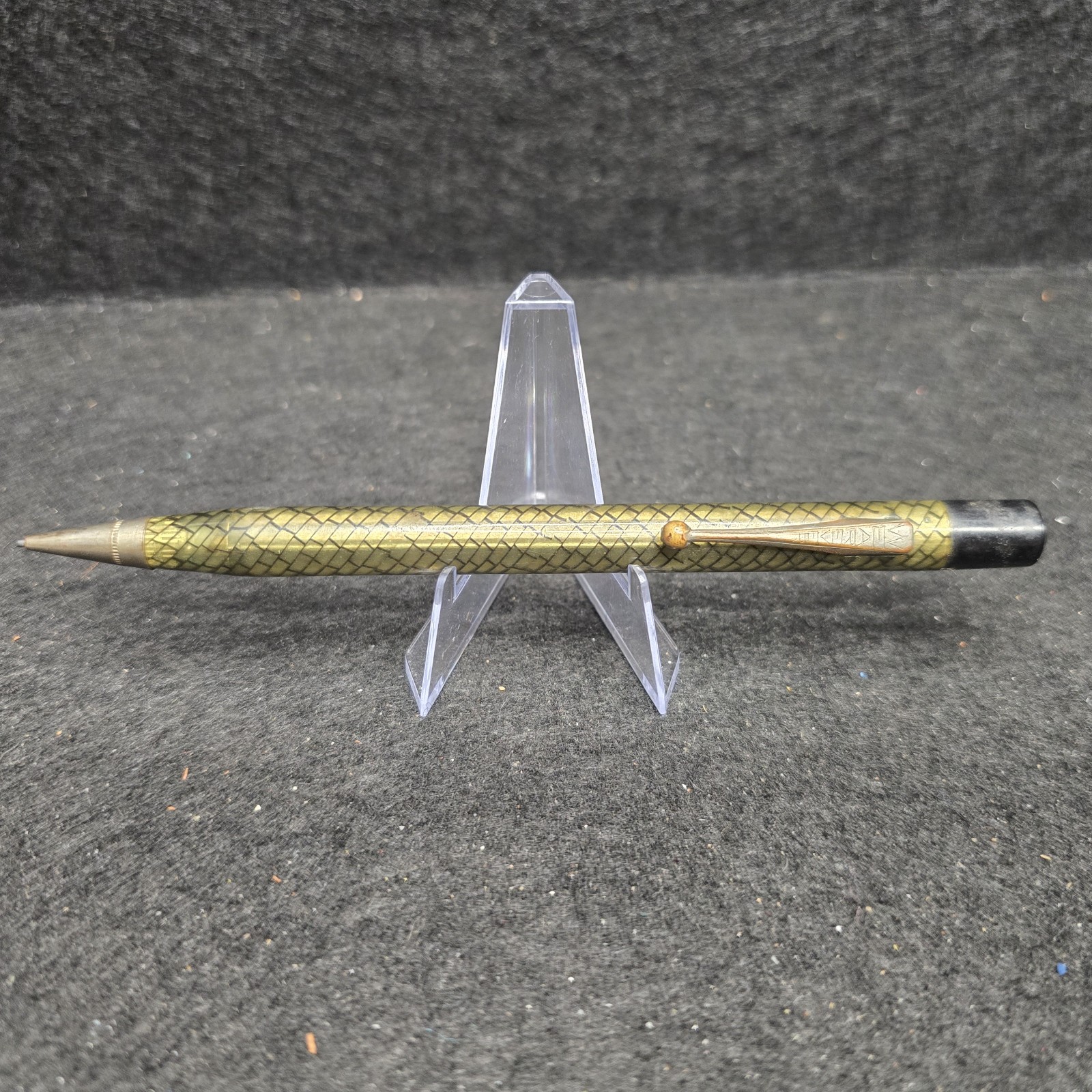 Vintage Wearever Mechanical Pencil Green Gold Lizard Skin Grid Pattern 1940s