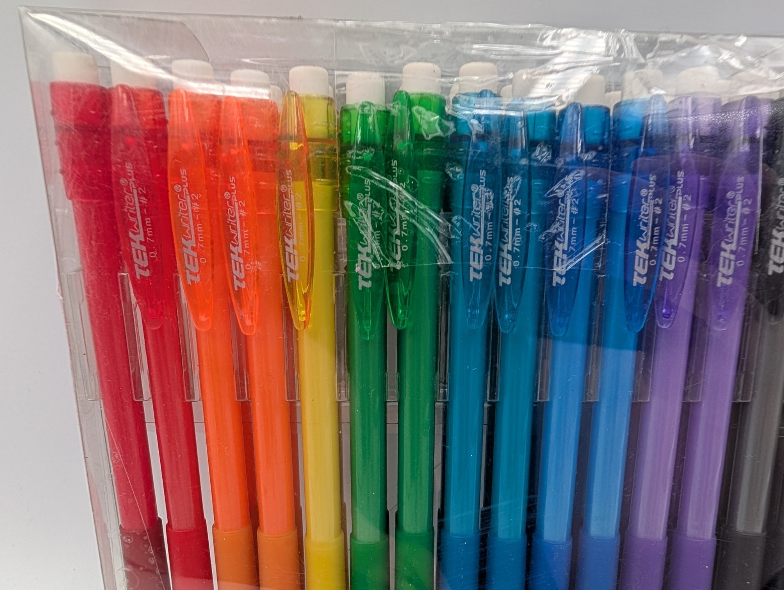 28 Tek Writer Plus Mechanical Pencils w/Eraser Various Colors 0.7mm #2
