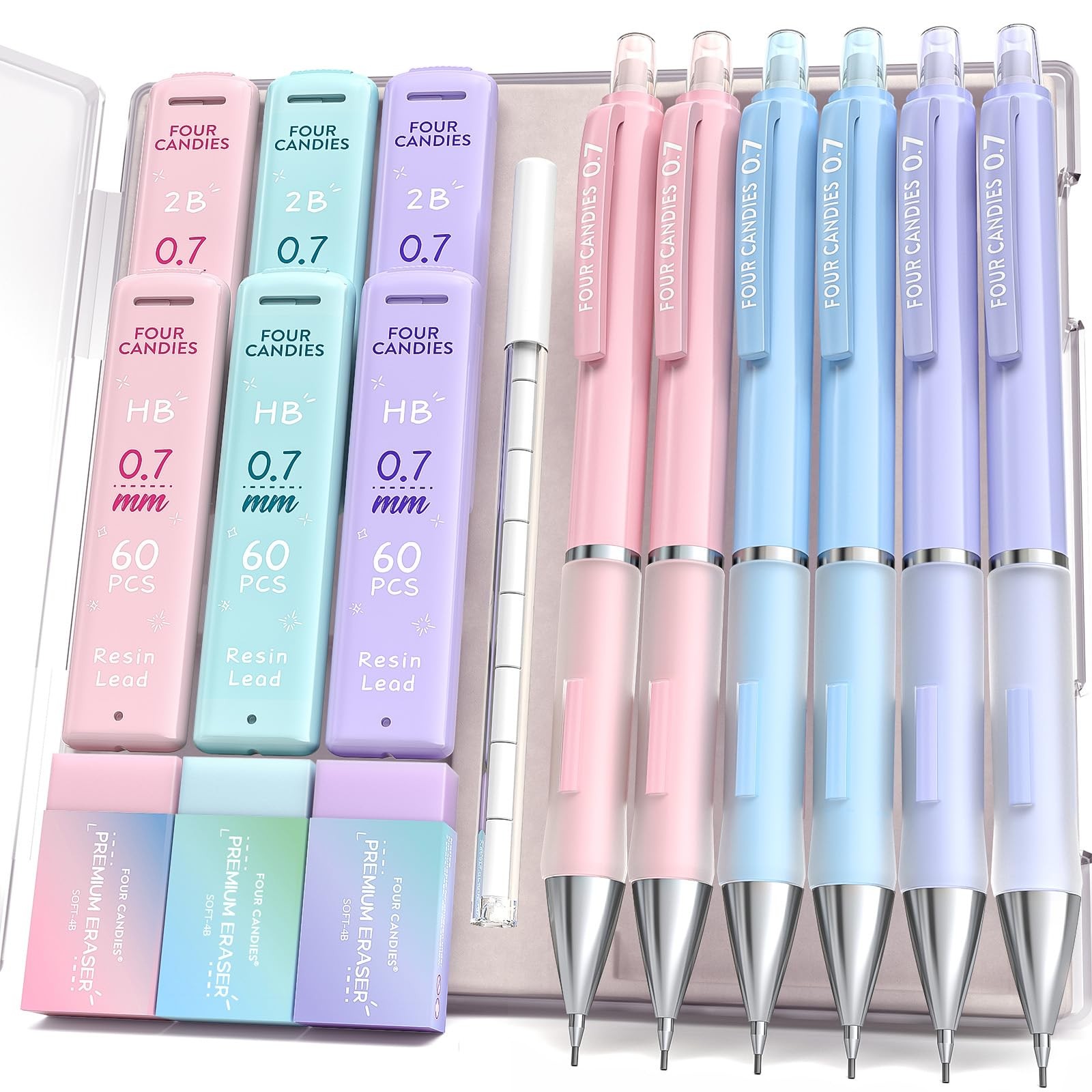 Pastel Mechanical Pencil Set, 0.7mm Medium Point, Pack of 6
