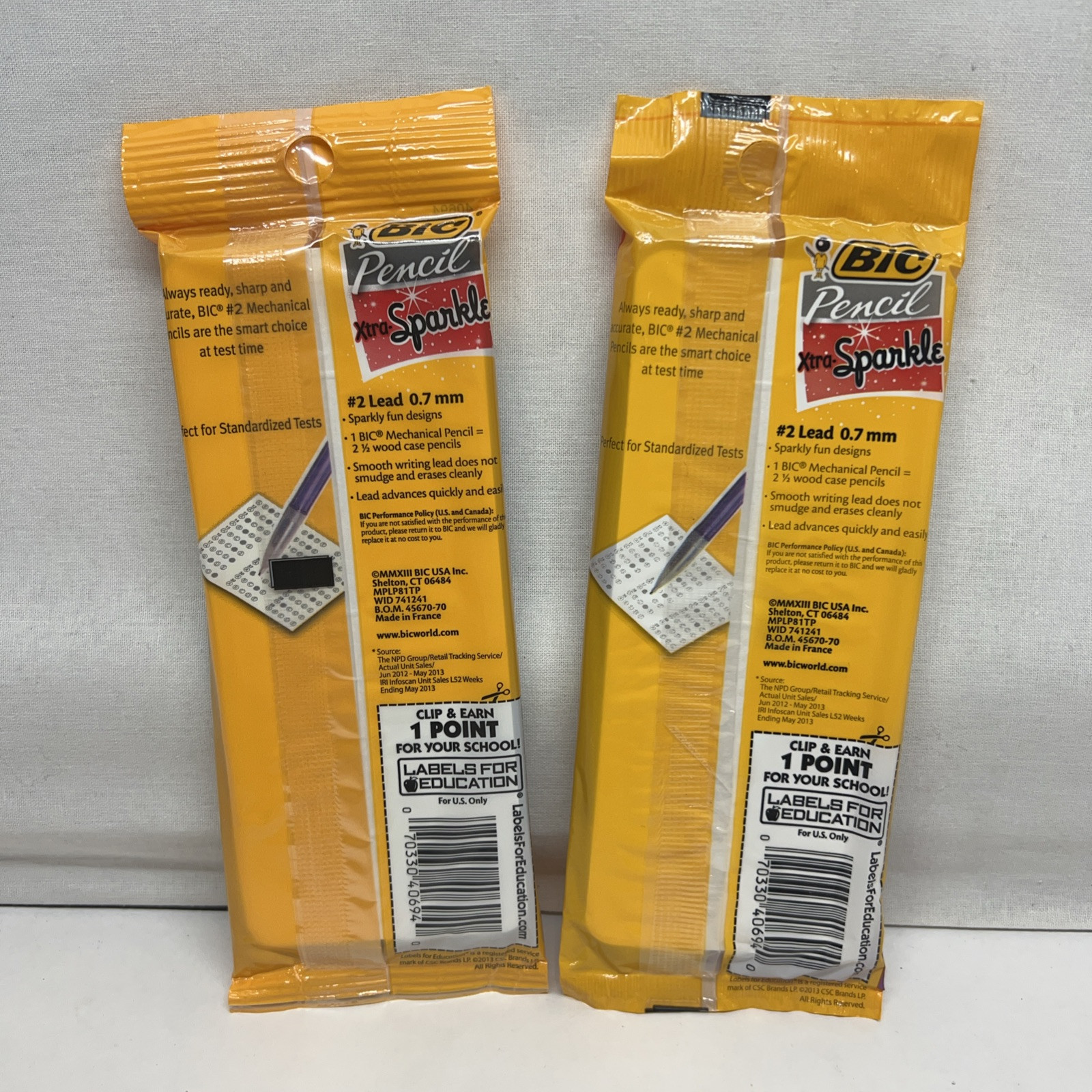 (2) BIC Mechanical Pencils Xtra Sparkle , Medium Point (0.7mm), 8 Count New