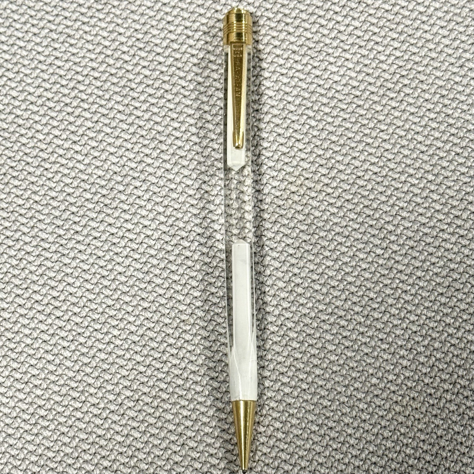 Vintage Ha-Wi-An Clear Square Barrel Mechanical Pencil Gold-Tone Retro MCM HTF