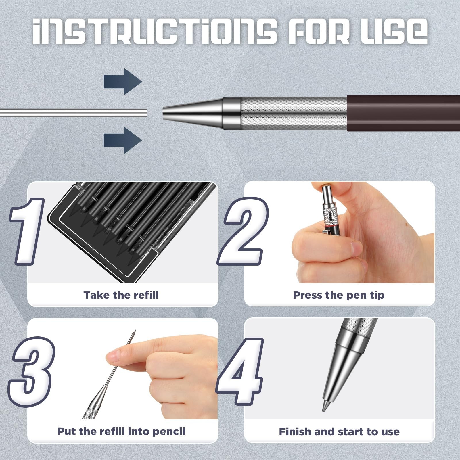 Nezyo 4 Pieces Welder Pencil with 60 Round Black, Blue, Green, Silver
